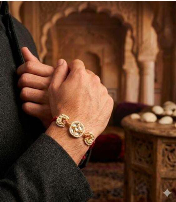 Traditional Gold-Plated Kundan Rakhi in Germany