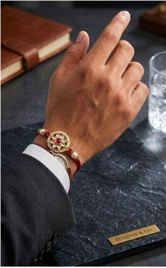 Premium Kundan Flower Rakhi Bracelet in Germany