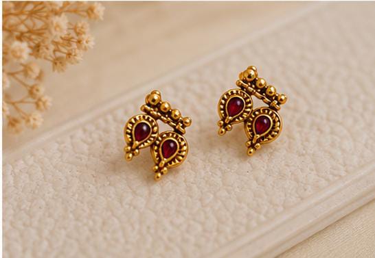 Traditional Antique Gold-Plated Choker Necklace & Earring Set in Germany