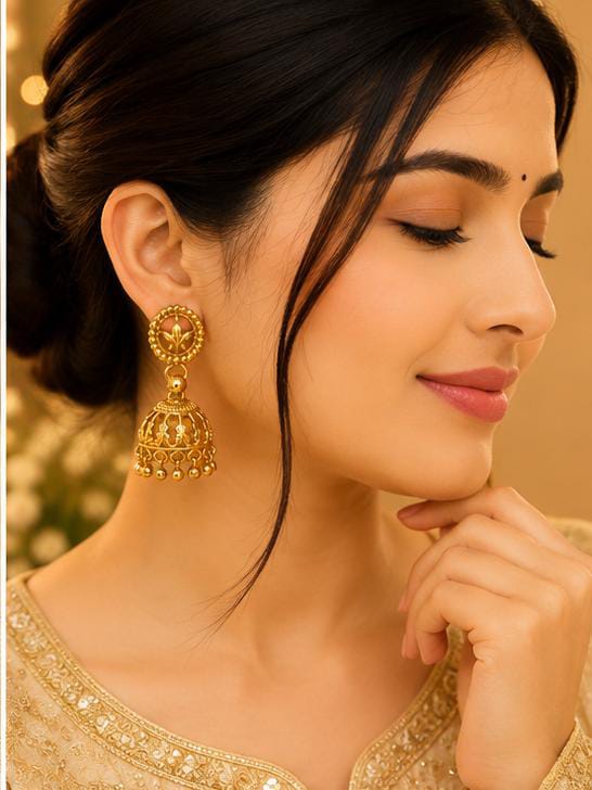 Traditional Indian gold jhumka earring in Berlin