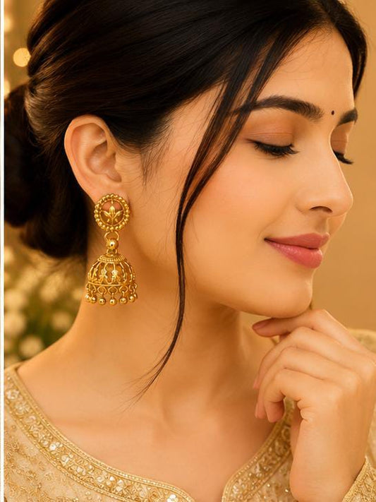Traditional Indian gold jhumka earring in Berlin
