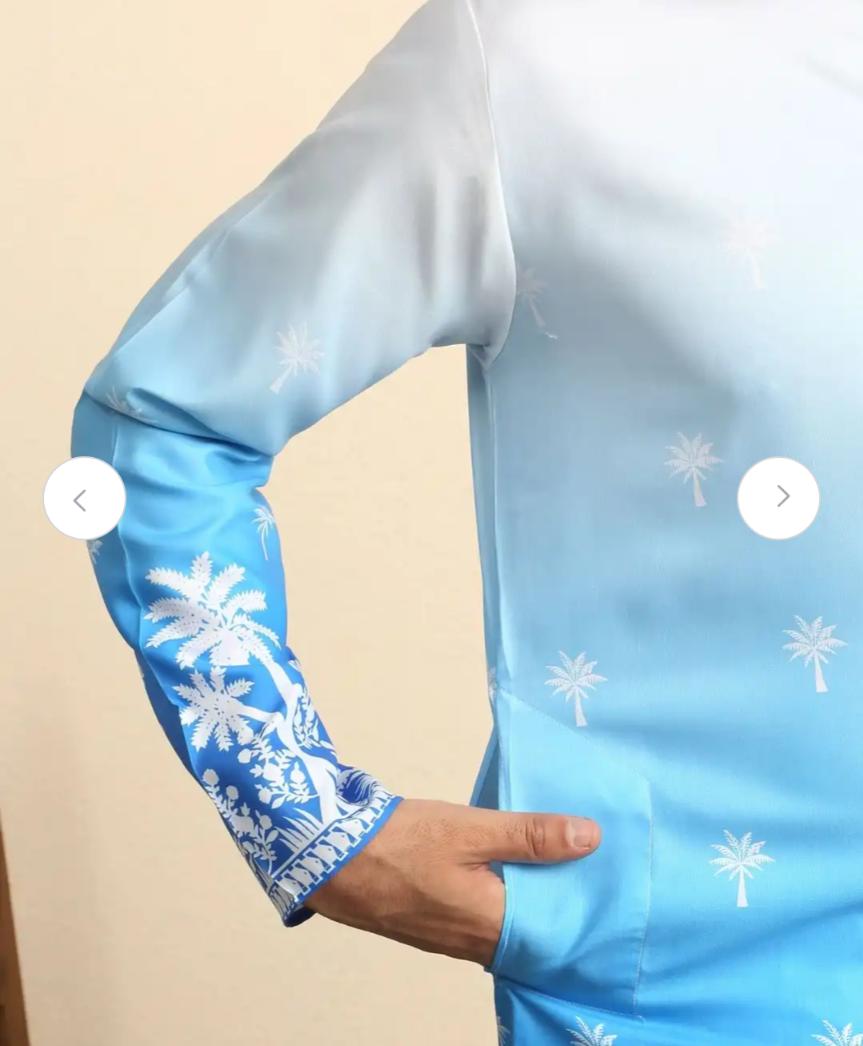 Ombre Dyed Thread Work Mandarin Collar Straight Kurta With Pyjamas in Germany