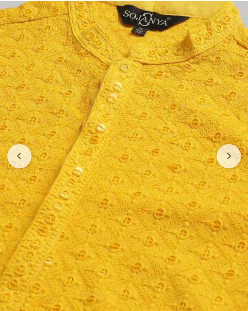 Embroidered Long Kurta with Pyjama Mandarin Collar in Berlin