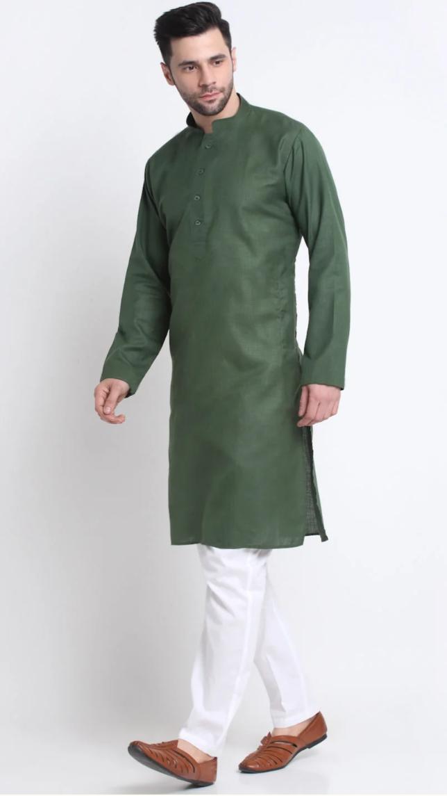 Men's Cotton Blend Solid Kurta and White Elastic Waistband Pyjama With Cotton Embroided Sequenced Nehru Jacketin Berlin
