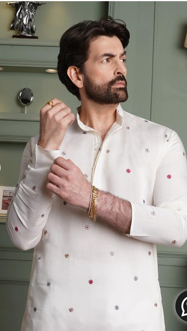 Floral Embroidered Cotton Silk Kurta and Pyjama for Men in Berlin