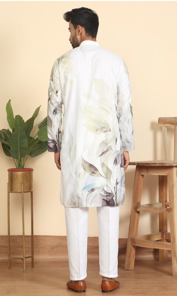 Leaf Printed Cotton Blend Straight  Kurta and Pyjama in Germany