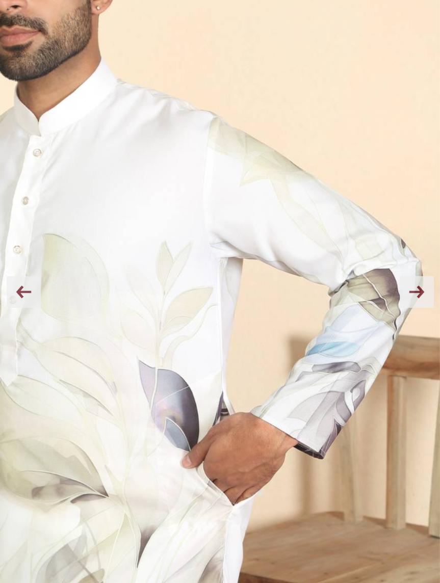 Leaf Printed Cotton Blend Straight  Kurta and Pyjama in Germany