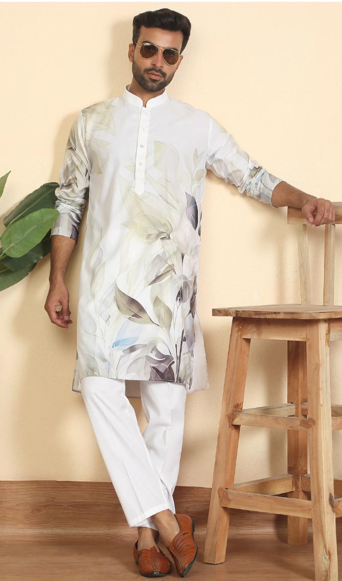 Leaf Printed Cotton Blend Straight  Kurta and Pyjama in Germany