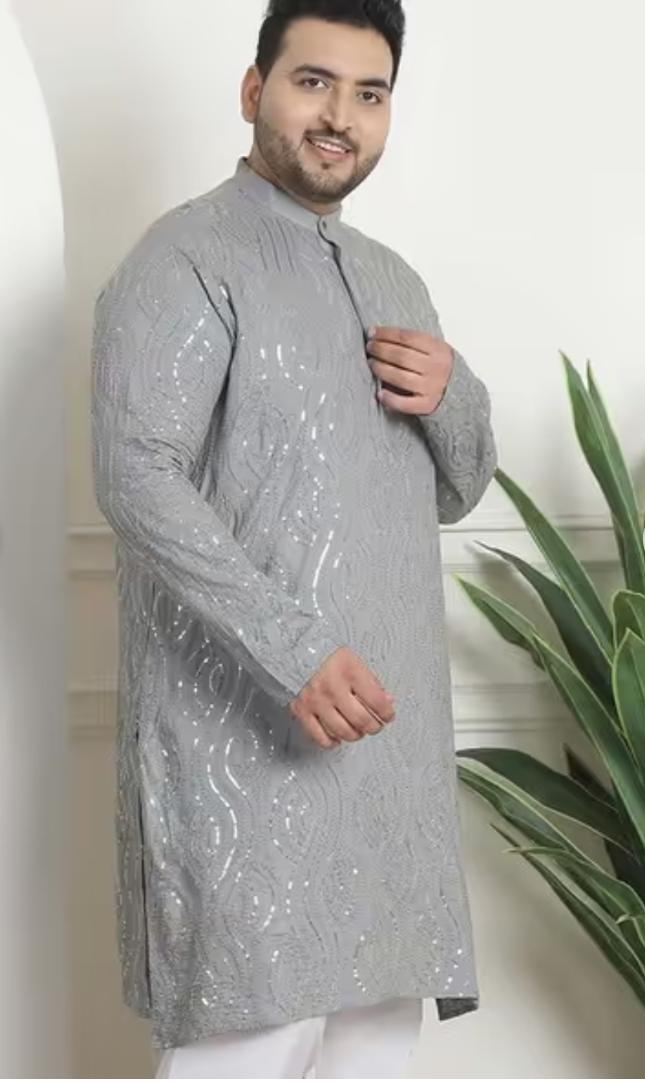 Men Embroidered Regular Fit Long Kurta and Pyjama in Germany