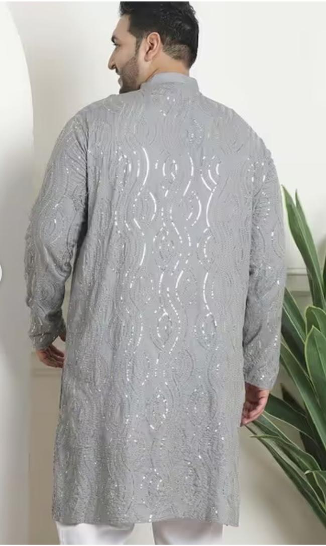 Men Embroidered Regular Fit Long Kurta and Pyjama in Germany