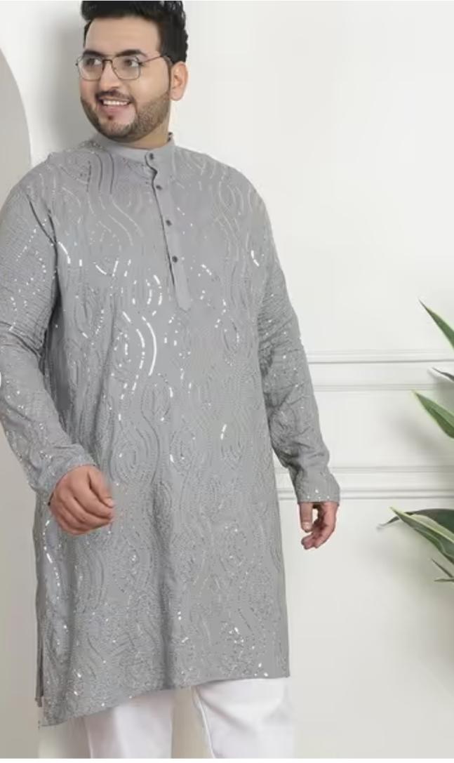 Men Embroidered Regular Fit Long Kurta and Pyjama in Germany