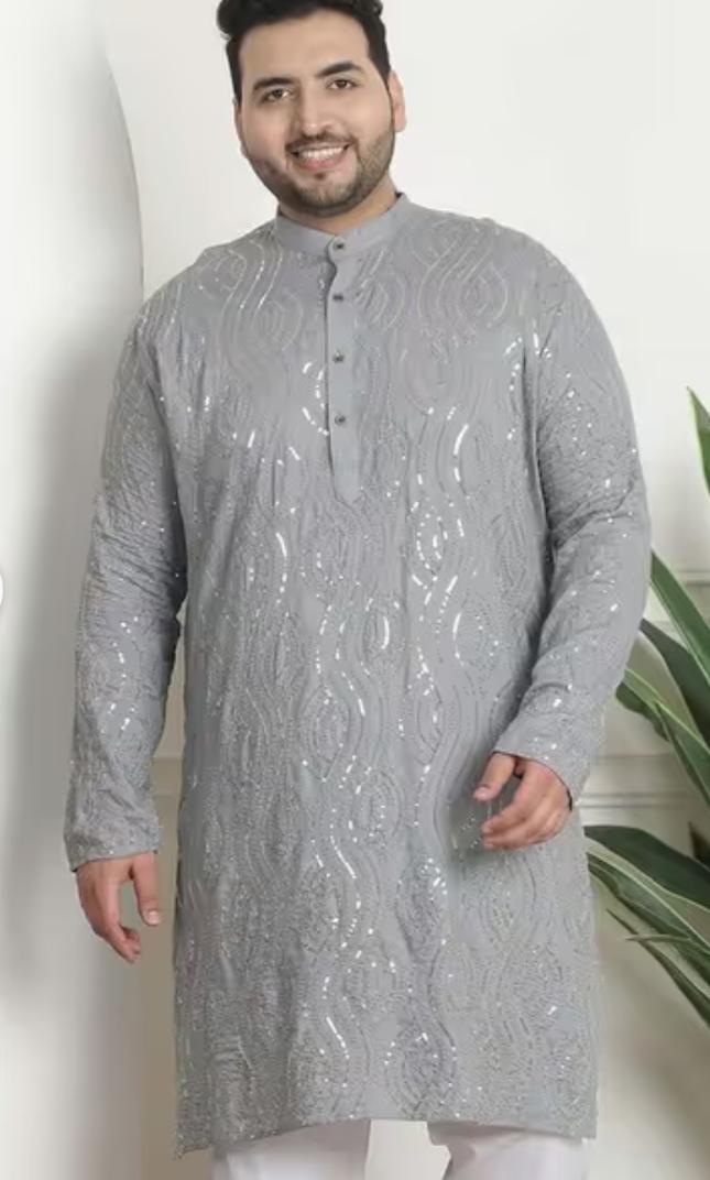 Men Embroidered Regular Fit Long Kurta and Pyjama in Germany