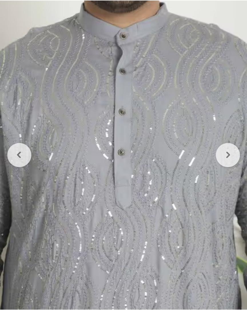 Men Embroidered Regular Fit Long Kurta and Pyjama in Germany