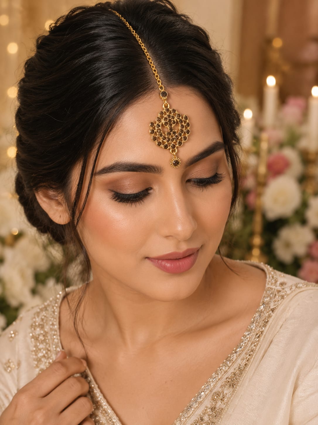 Classic South Asian bridal style Maang tikka in Germany