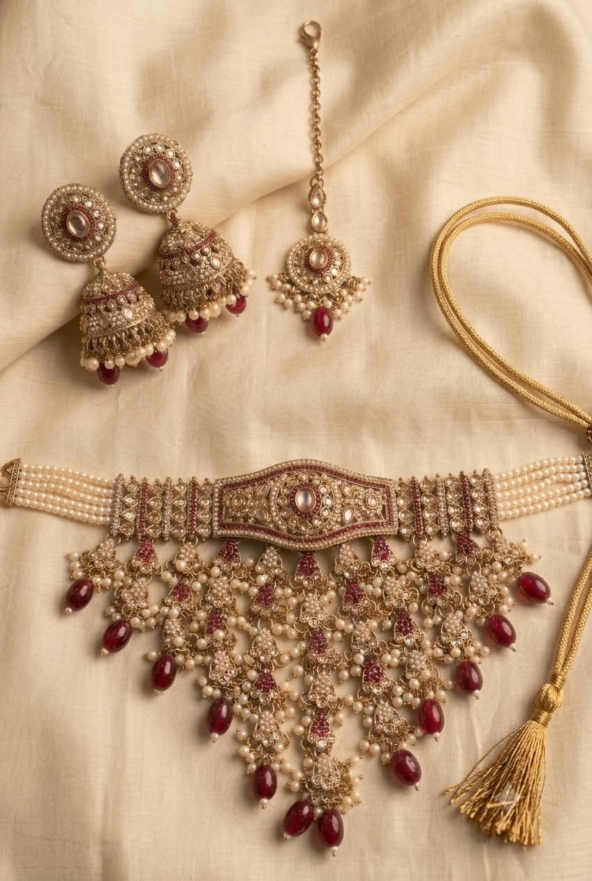 Traditional Indian bridal choker necklace set in Berlin