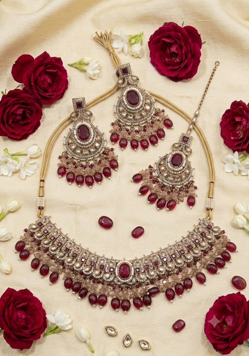 Traditional Bridal Kundan Choker Necklace Set in Berlin