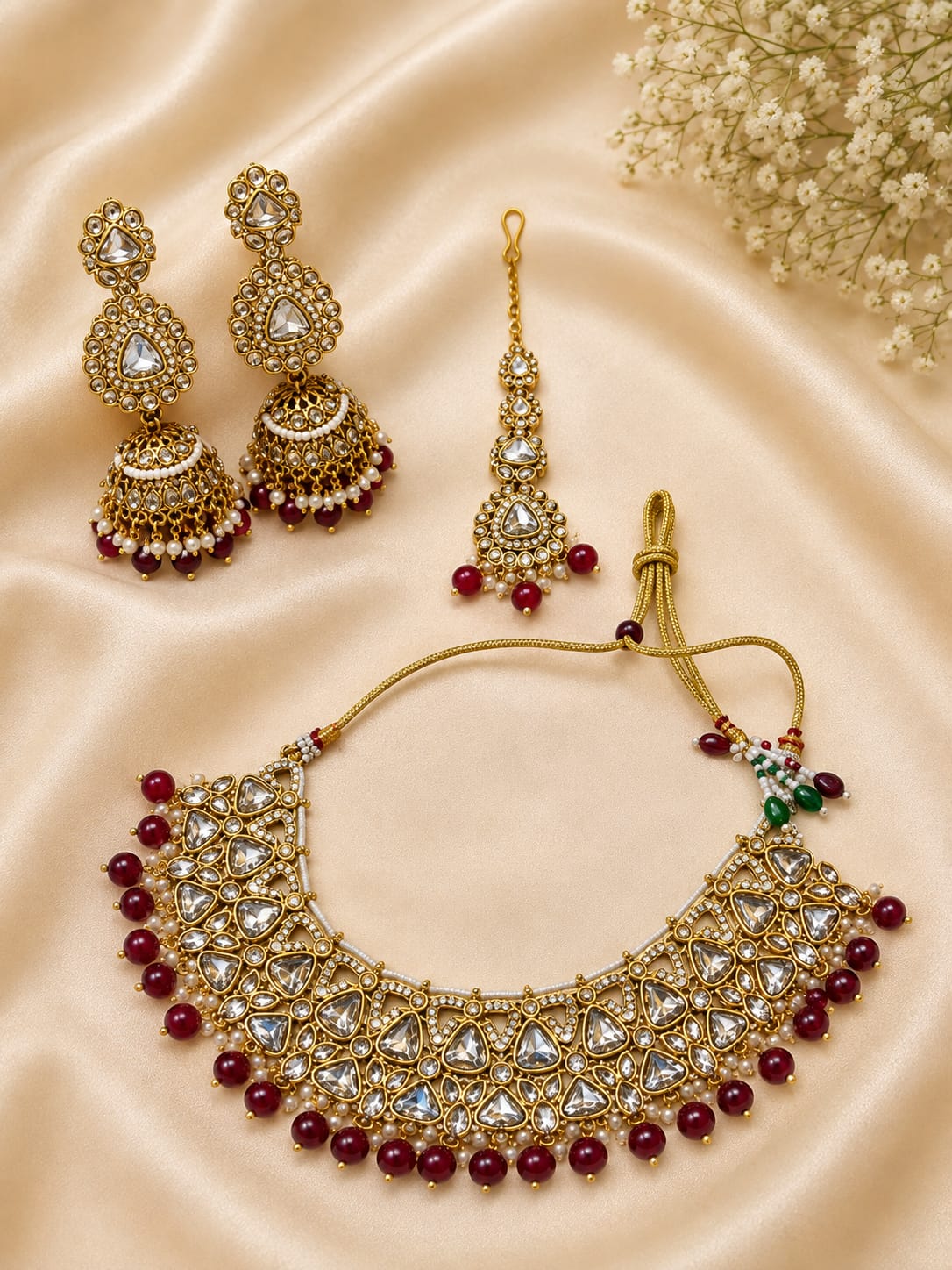 Traditional Indian Kundan Polki Choker Necklace Set in Berlin
