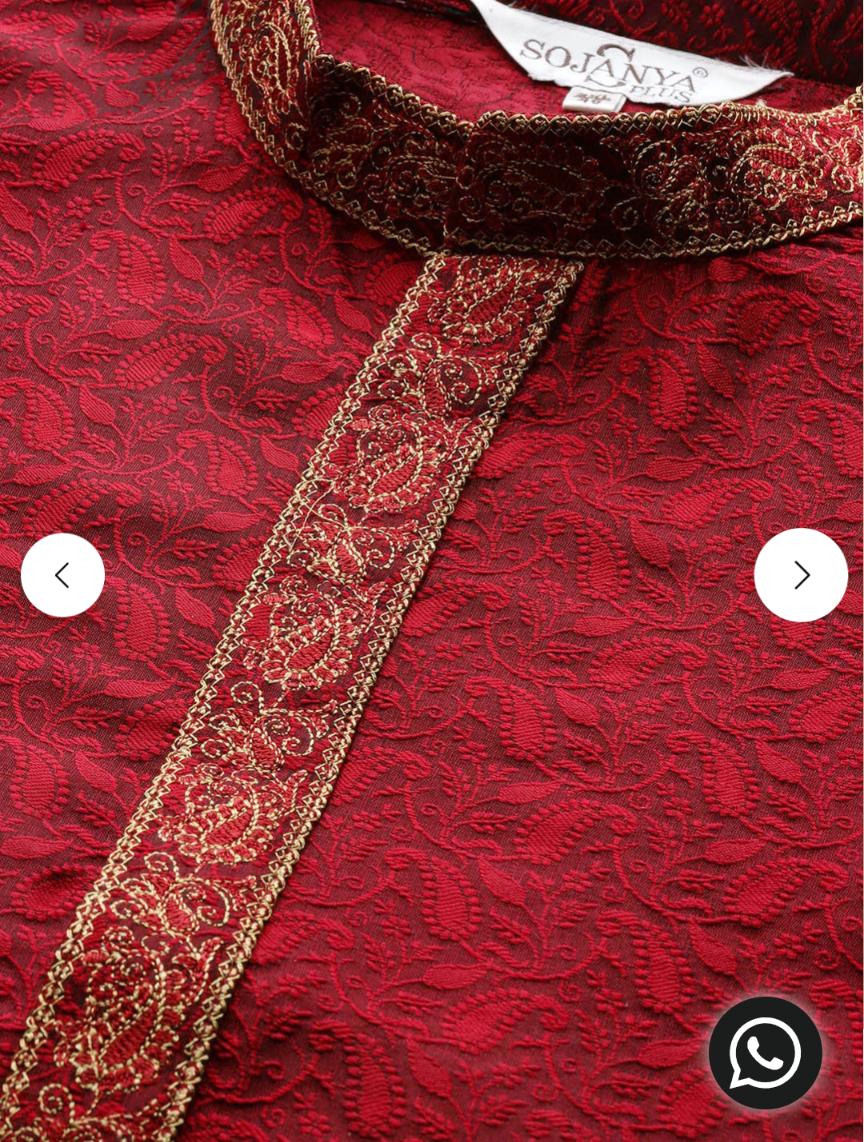 Men's Silk Blend Maroon Self Design Kurta and Pent in Germany