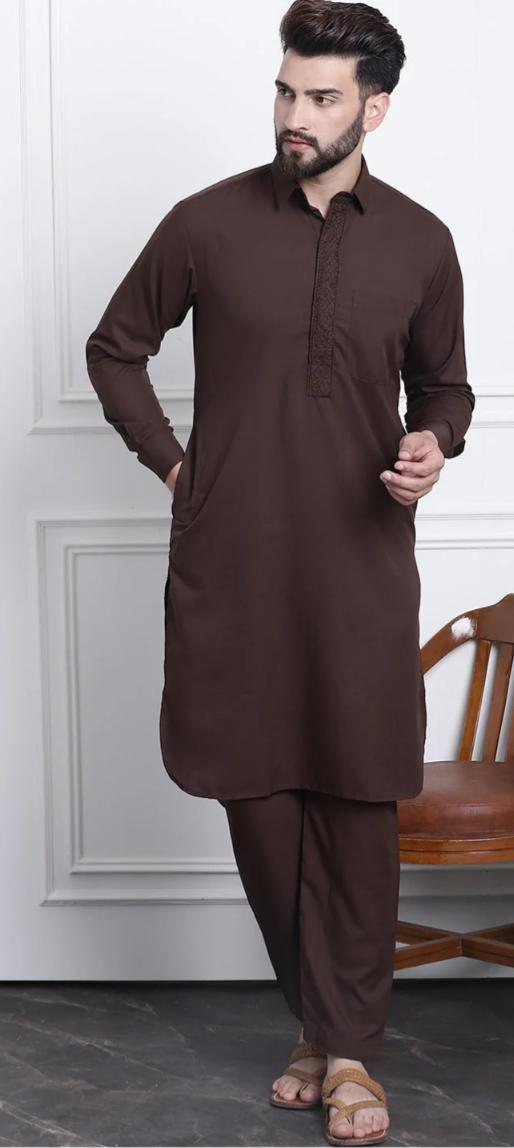 Men's Cotton Dark Brown Pathani Set in Germany