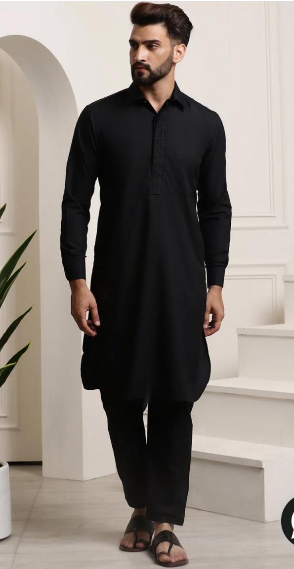 Men's Cotton Black Pathani Set in Germany