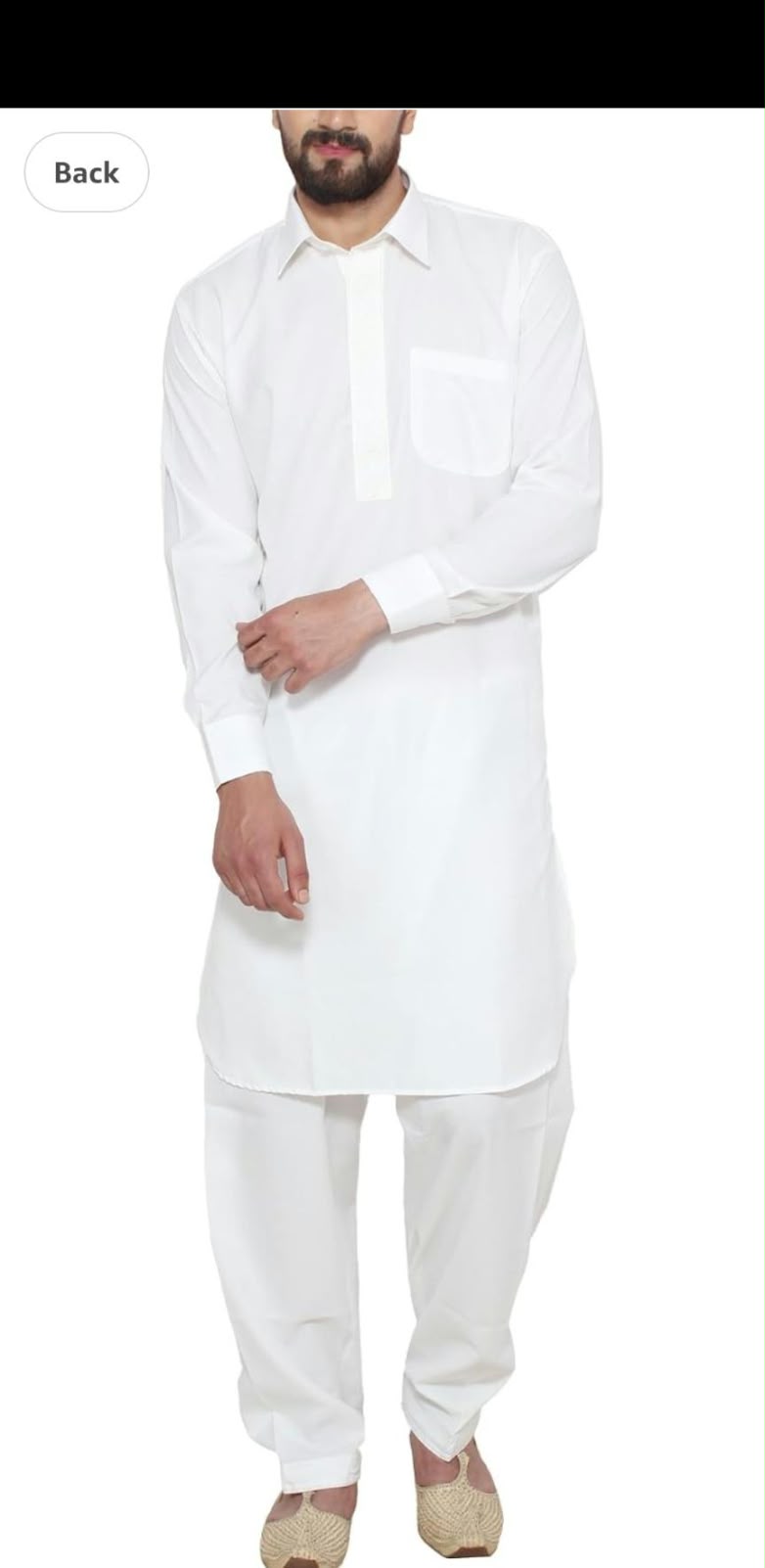 Men's White Cotton Blend Pathani Kurta Salwar in Germany