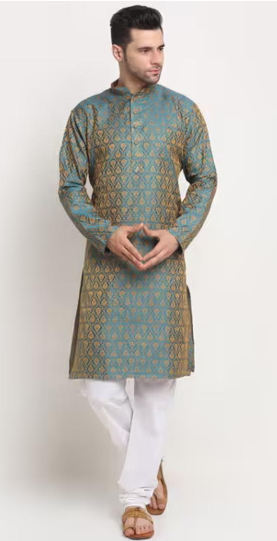 Floral Woven Regular Fit Kurta with Churidar in Germany