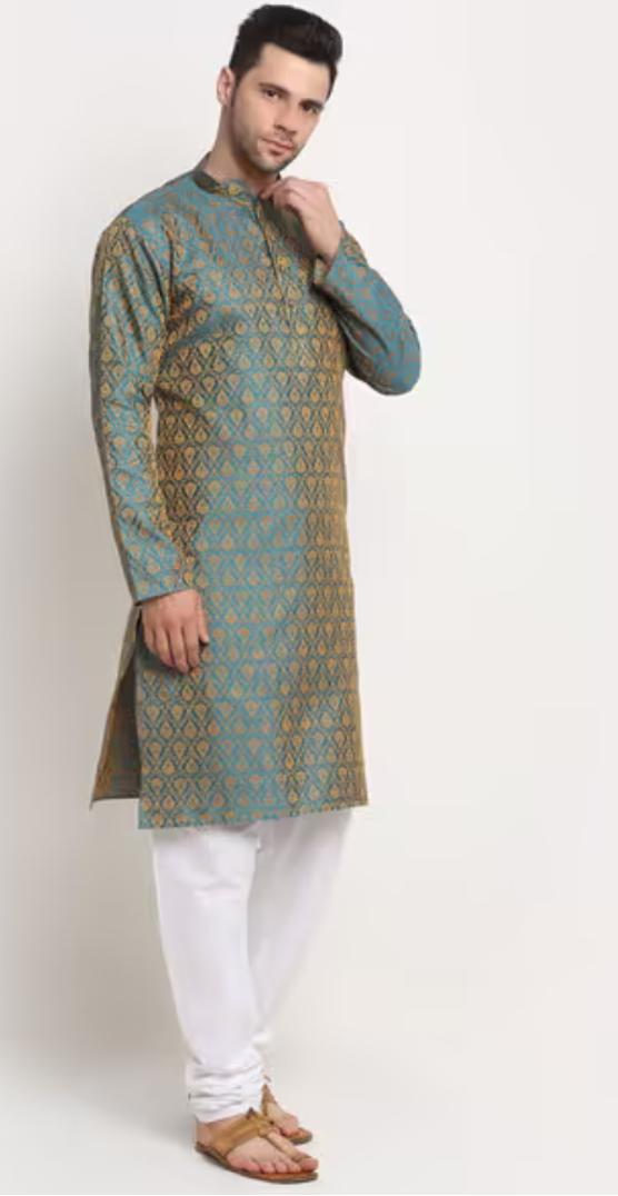 Floral Woven Regular Fit Kurta with Churidar in Germany