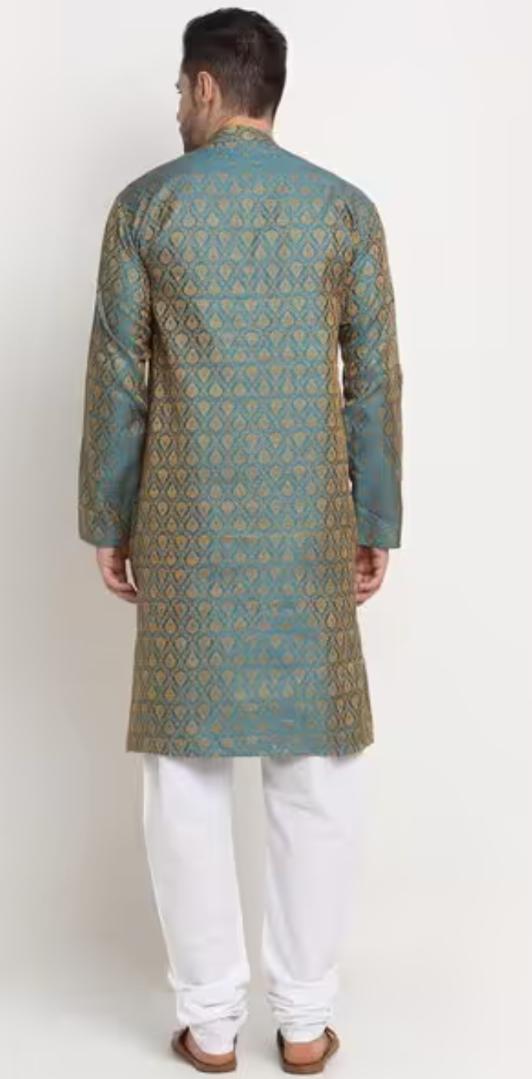 Floral Woven Regular Fit Kurta with Churidar in Germany