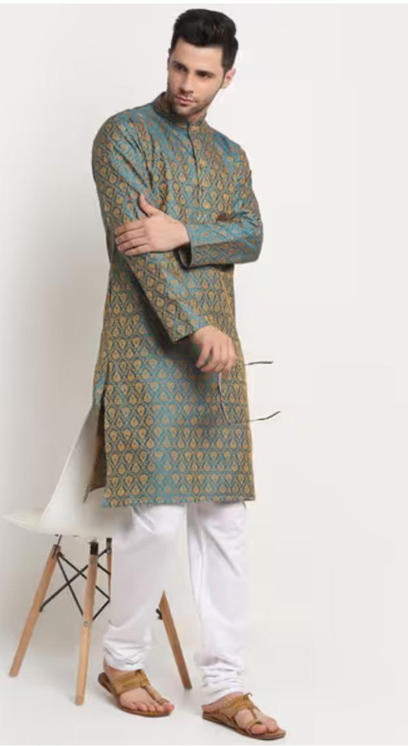 Floral Woven Regular Fit Kurta with Churidar in Germany