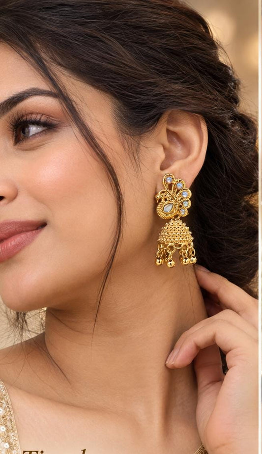 Traditional Gold-Plated Peacock Jhumka Earrings in Germany
