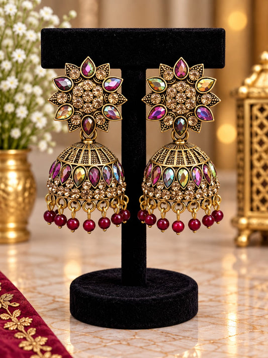 Traditional Multicolor Meenakari Jhumka Earrings in Germany