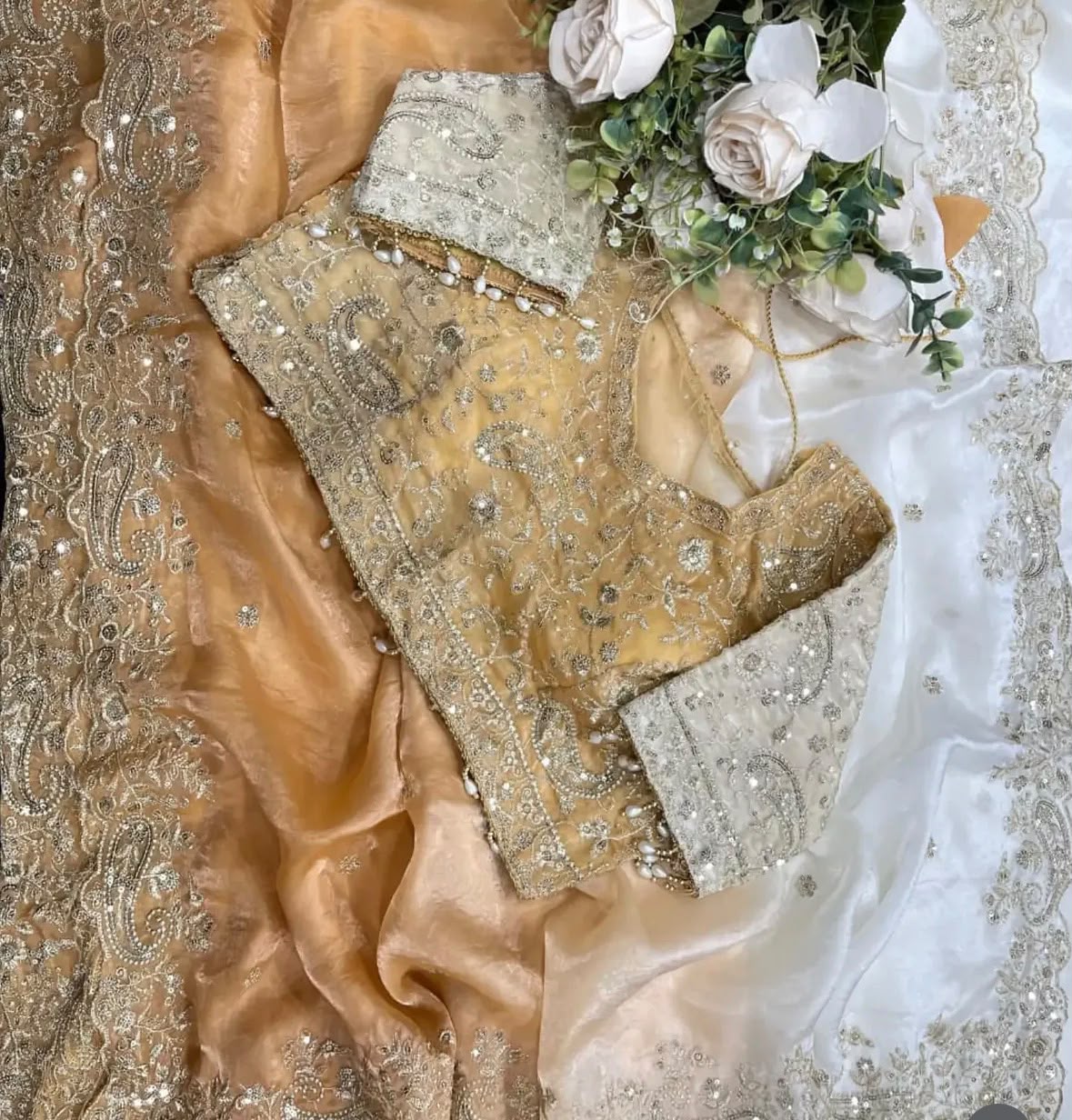 Shaded Ombre Designer Organza Saree and stitched Blouse in Germany