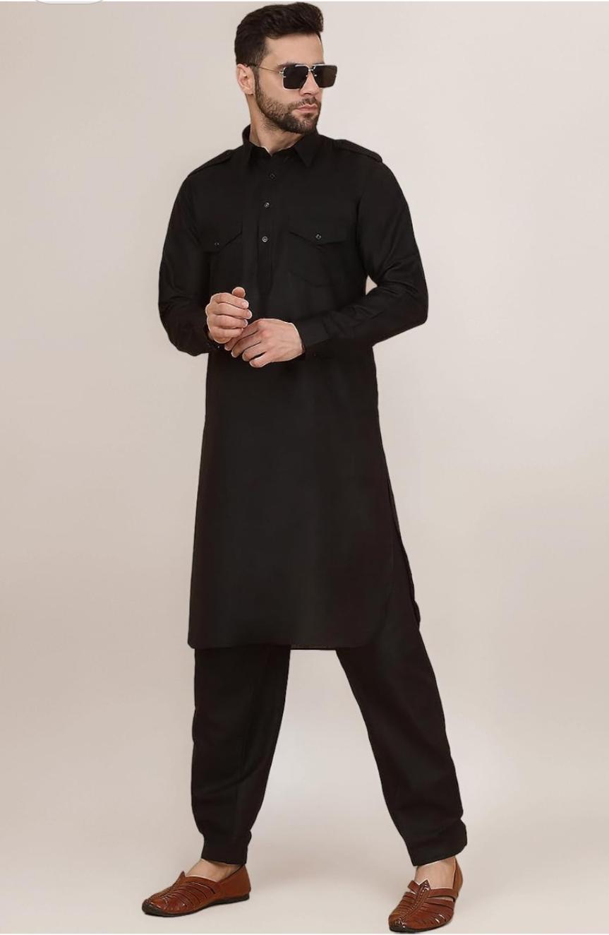 Men's Cotton Pathani Kurta With Drawstring Salwar Set in Berlin