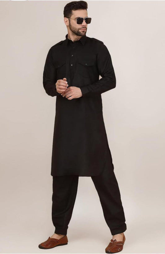 Men's Cotton Pathani Kurta With Drawstring Salwar Set in Berlin