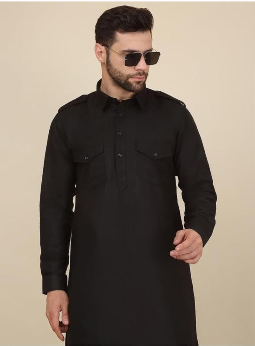 Men's Cotton Pathani Kurta With Drawstring Salwar Set in Berlin