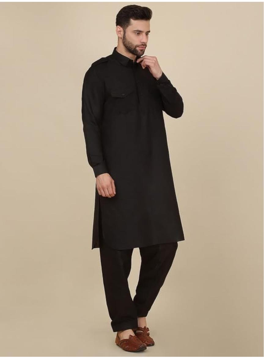 Men's Cotton Pathani Kurta With Drawstring Salwar Set in Berlin