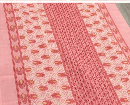 Women's pink floral block print pure cotton kurta set with pant and dupatta in Berlin