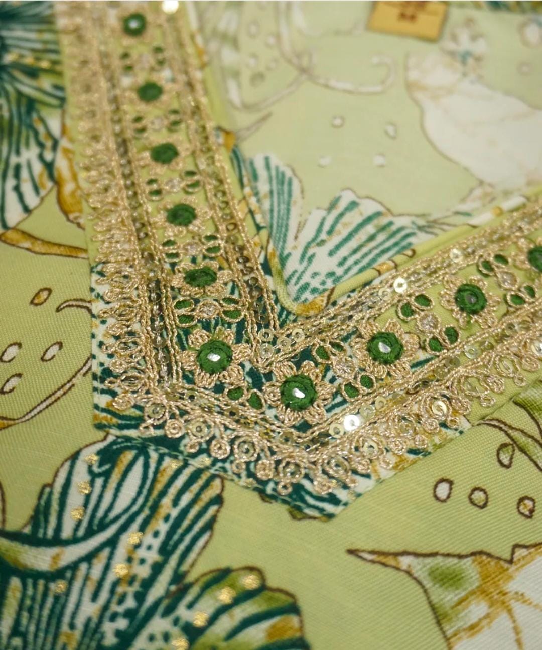 Cotton Palazzo set with golden zari embroidery work in neck portion in Berlin