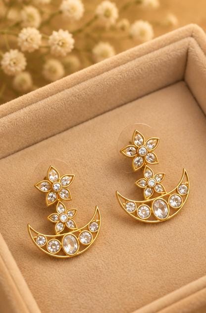 Gold-Plated Polki Kundan Celestial Crescent Scallop Choker Set in Germany
