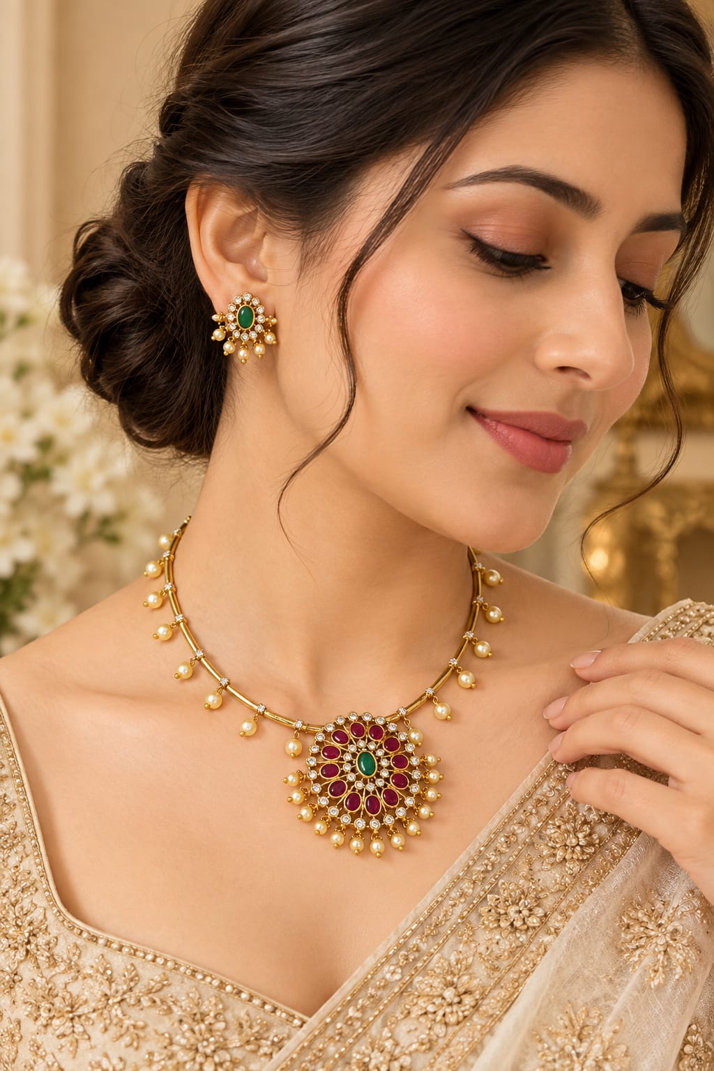 Traditional Gold-Plated Kante Choker Necklace Set in Germany