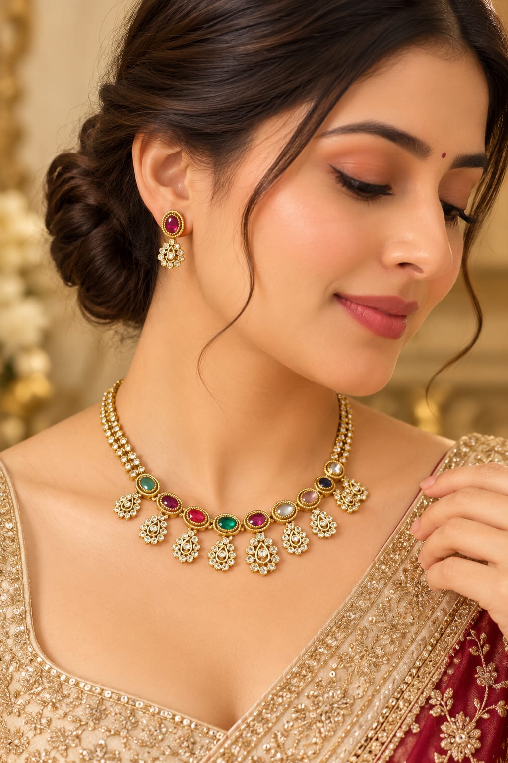 Traditional Navratna-Style Necklace Set in Germany