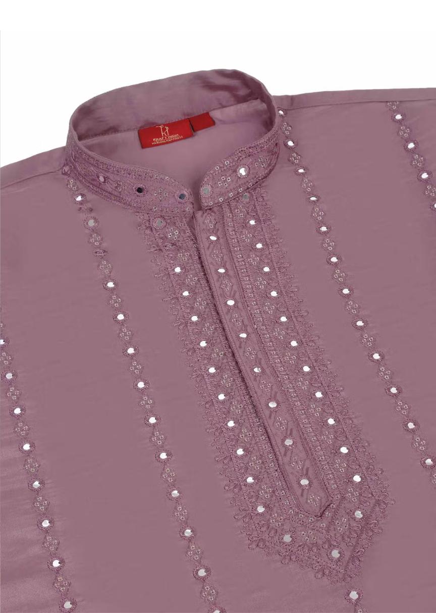 Men Mauve Embroidered Kurta with Salwar in Germany