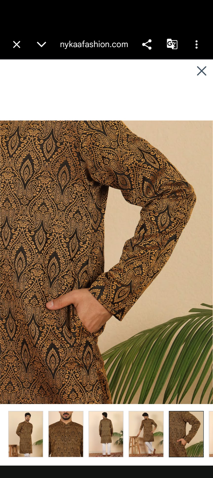 Ethnic Motifs Jacquard Rust Kurta with Pyjama in Germany
