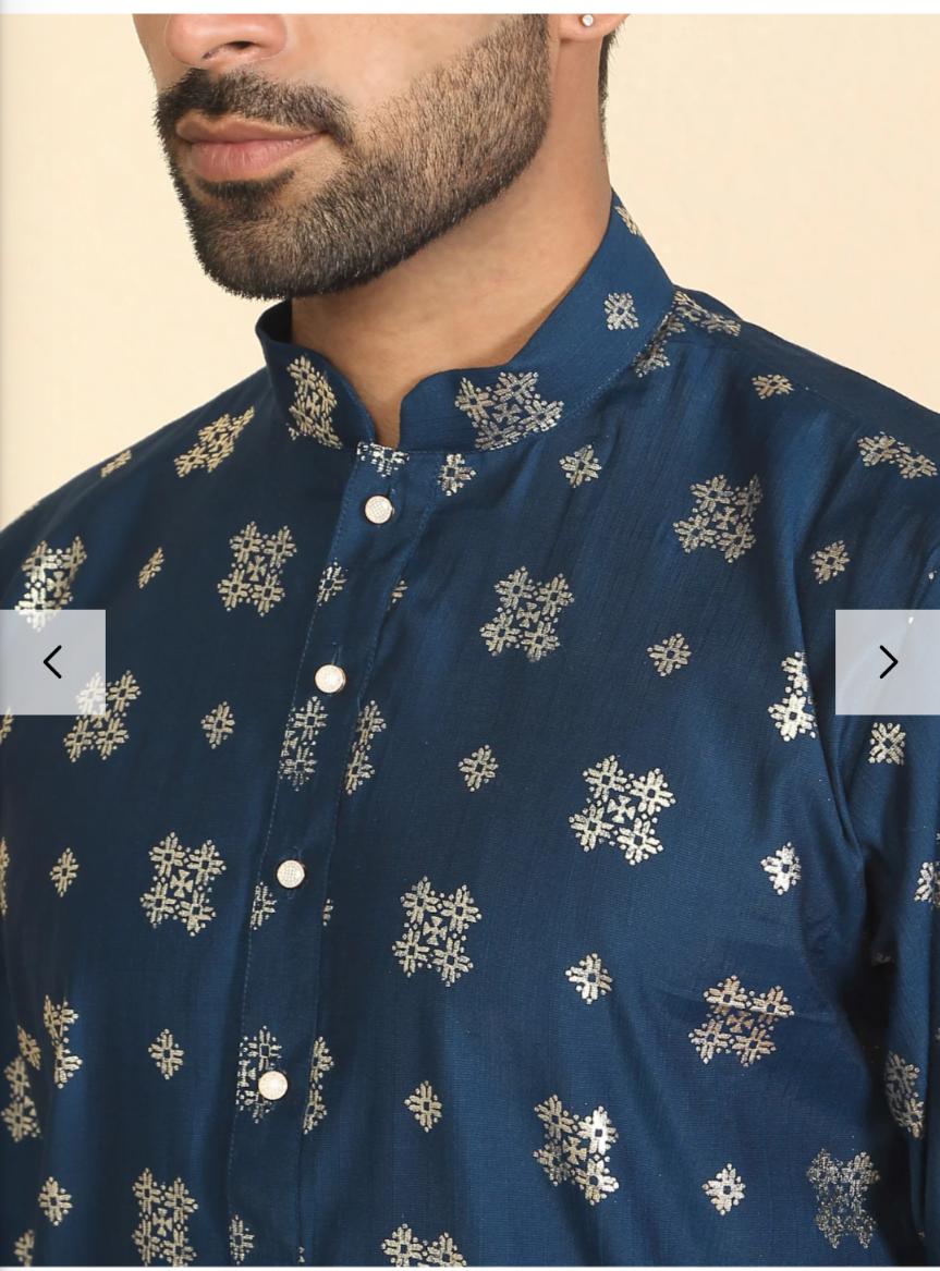 Men's Cotton Silk Printed Mandarin Collar Kurta and Pent in Germany
