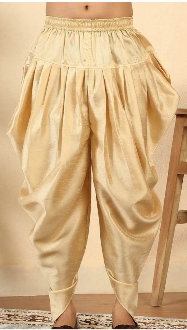 Men Mustard Ethnic Motifs Printed Silk Blend Kurta with Dhoti Pants in Germany