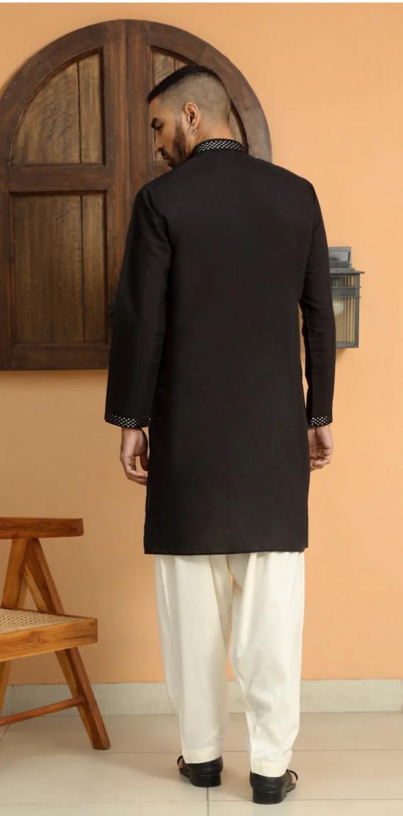 Cotton Silk Embroidered Sequins Work Kurta and Pyjama in Germany