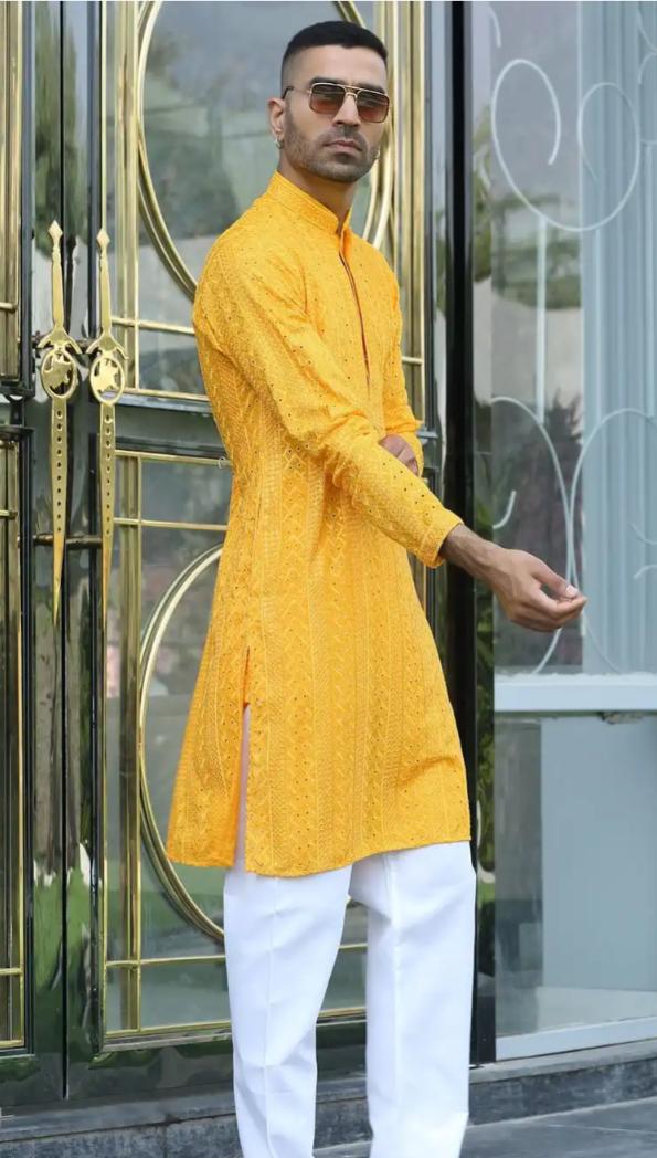 Men Woven Design Daily Straight Kurta and Pent in Germany