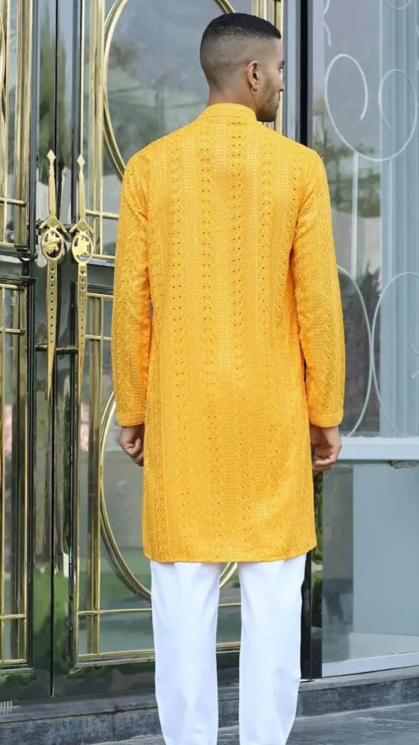Men Woven Design Daily Straight Kurta and Pent in Germany