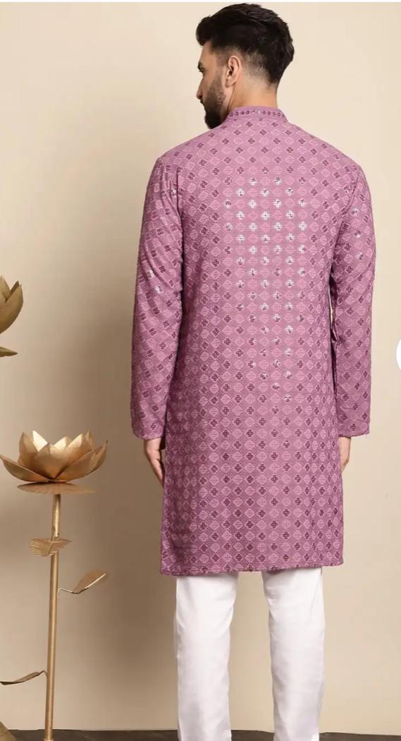 Geometric Embroidered Regular Thread Work Pure Cotton Kurta with Churidar in Germany