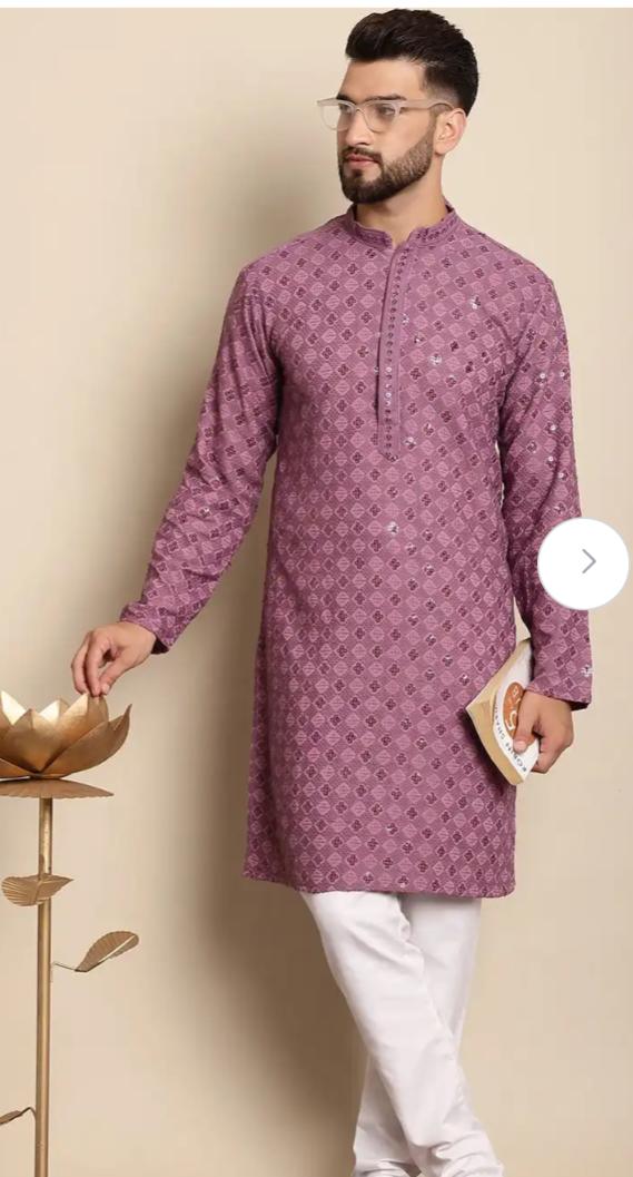 Geometric Embroidered Regular Thread Work Pure Cotton Kurta with Churidar in Germany